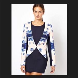 FINDERS Keepers Navy Palm Tree print blazer jacket